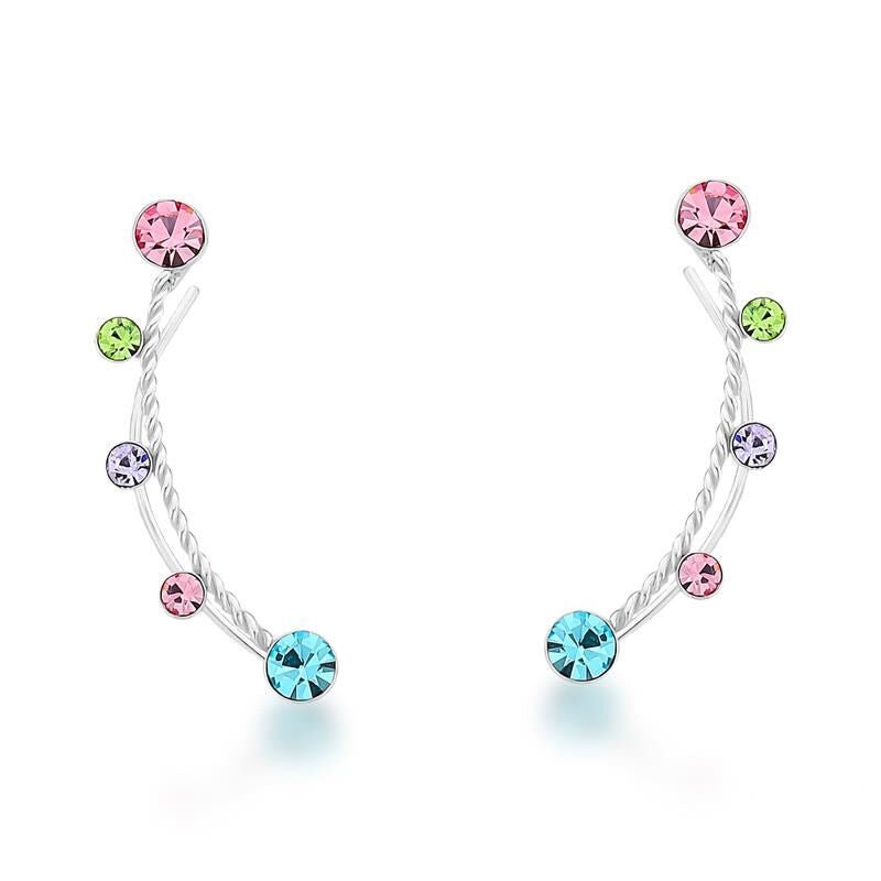 Brinco ear cuff vidro colorido