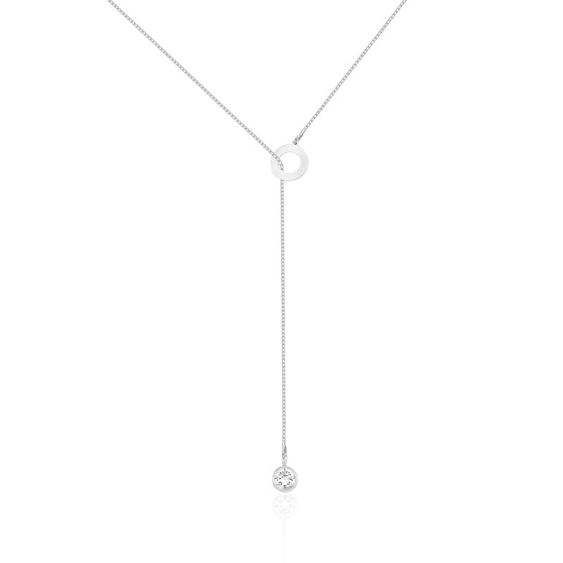 COLAR GRAVATA GEOMÉTRICO CÍRCULO VAZADO COM ZIRCÔNIA 5MM