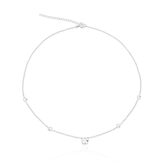 COLAR CHOKER ZIRCÔNIA REDONDA BRANCA