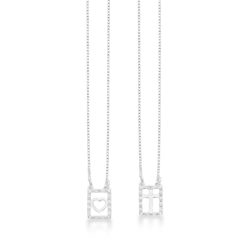 Escapulário cruz e coracao